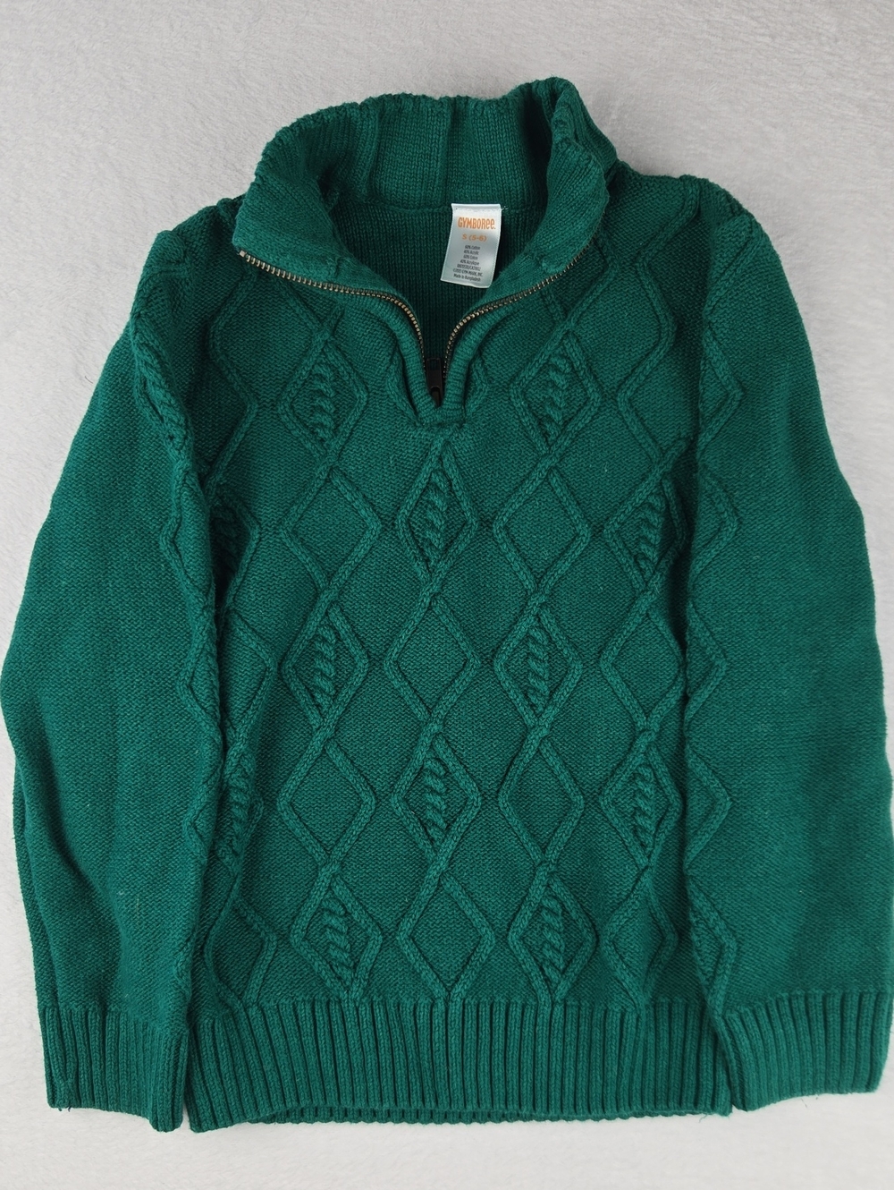 Gymboree Green Cable Knit Quarter Zip Sweater Size 5 Fisherman